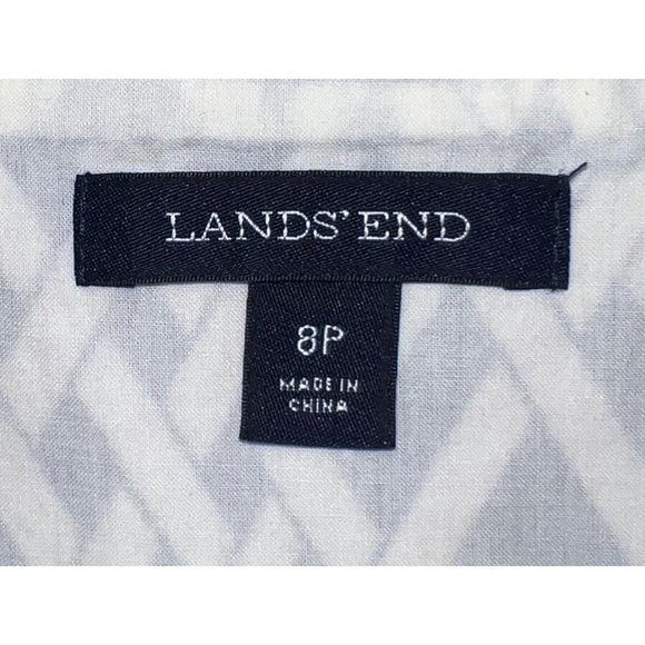 Lands’ End Women’s Navy Blue Sleeveless Geometric Pattern Dress Size 8 Petite - Picture 4 of 5